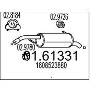 MTS 01.61331 Rear Muffler 950mm Length For Citroën C3 C4 Cactus Peugeot 208 2008