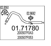 MTS 01.71780 Exhaust Pipe Rear For Rear Muffler 1035mm Length For Nissan Terrano