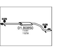MTS 01.80850 Centre Muffler 1820mm Length Exhaust System Fits Ford Mondeo