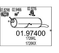 MTS 01.97400 Rear Muffler 800mm Length Exhaust System For Citroën C4 Peugeot 307