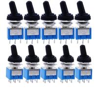 MTS-102/103 MTS-202/203 AC125V 6A Blue Switch 2/3Positions 3/6 Pins Latching Toggle Switches 5Pcs(MTS-103,5PCS_WITH CAP)