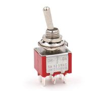 Mts-203 Red 6 Pin ON-OFF-ON 6 Mm Thread Locking Mini Toggle Switch, AC 125V 6A 20Pcs