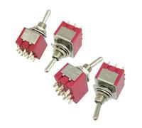 MTS-302 Toggle Switch 6A 125VAC 6mm 9pin 12pin MTS-402 MTS-403 ON OFF SPDT Miniature Toggle Switch Red IDGTTLDF(MTS-302 9pin-2Gear)