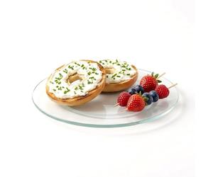 MTS Glass Lazy Susan Turntable with Non Slip Base, 25cm - 360 Degree Rotating Serving Platter - Round Swivel Food Tray for Dining Table, Parties, Cake Decorating & Centrepiece Display