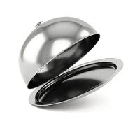 MTS Stainless Steel Cloche Food Cover Dome & Serving Platter - Metal Plate Dish with Lid for Keeping Food Warm - Silver Bell Jar Presentation for Restaurant Dining, Burgers, Steak, Cheese & Desserts