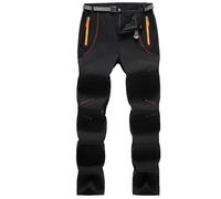 mtsNfrst Men Ski Pants Outdoor Walking Hiking Trousers Lightweight Quick Dry Water Resistant Trekking Trousers Fleece Lining Winter Trousers Warm Outdoor Workwear Hiking Skiing Pants Black