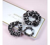 MTSNOO Mulberry Silk Scrunchies for Sleep: 3 Pack Mini Scrunchies with Elastic Band for Curly Hair - 100% Pure 22 Momme Silk Hair Ties and Ropes for Women and Girls