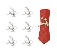 Mtsooning 6PCS Christmas Reindeer Napkin Rings,Silver Deer Napkin Holder for Christmas Lunch Holiday Dinners Parties Thanksgiving Party Wedding Adornment Table Decoration Accessories