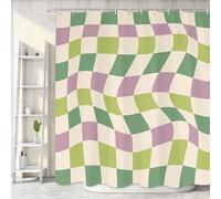 Mtsxfy Cute Purple Shower Curtain, Boho Sage Green Beige Bathroom Decoration Shower Curtain Sets, 72X72in Trendy 60s 70s Aesthetic Cloth Bath Curtain with Hooks