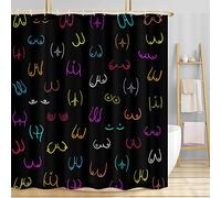 Mtsxfy Funny Human Body Shower Curtain for Bathroom, Colorful Woman Nude Breast Boob Fabric Shower Curtains Set, Boho Minimal Fun Butt Hilarious Restroom Decor Accessories with Hooks 72X72in