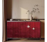 MTSYXYM Accordion Door - No Drill Closet Curtains with Silent Track - Folding Privacy Room Divider - Short Sliding Cabinet Cover for Pantry Laundry Under Sink(Red,W100xH60cm)