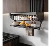 MTSYXYM Dish Drying Rack - 2 Tier Pull Down Aluminum Storage - Over The Sink Dish Drainer Organizer- Space Saving for Kitchen Cabinet(60 * 21 * 34cm)
