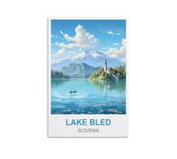 MTTJFDPO Lake Bled Slovenia Vintage Travel Posters 20x30inch(50x75cm) Canvas Art Print Wall Art Decor Picture