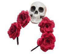 Mtucegi Halloween Bride Devil Lace Headband Dark Blood For Carnivals Party Handmade Day Of The Dead Costume Devil Headwear