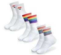 mtuihfo 3 Pairs Rainbow socks set, Pride Socks Women Men,Unisex Colorful Gay Crew Sock for LGTBQ Party Accessories