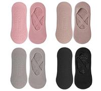 mtuihfo 4 Pairs Yoga Socks for Women Non Slip, Breathable Non-Slip Pilates Grip Socks with Straps, Barre Ballet Barefoot Dance Workout Fitness