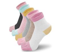 mtuihfo 5 Pairs Toe Socks for Women, Five Finger Toe Separator Breathable Cotton Running Socks Women, UK Size 2.5-7, EU 34-40