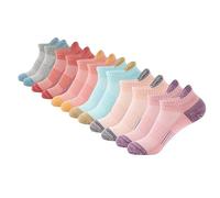 mtuihfo 6 Pairs Ankle Socks Women, Ladies Ankle Running Trainer Socks, Cotton Breathable Cushioned Sports Sock for Walking Gym
