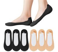 mtuihfo 6 Pairs Invisible Socks Women, Thin No Show Socks, Low Cut Socks Non Slip Boat Socks Ladies for Sneaker Loafers (UK, Alpha, One Size, Regular, Regular, UK 2.5-6.5 / EU 35-40, 3Black&3Nude)
