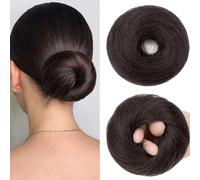 Mtuihfo Hair Buns Hair Piece, Fake Hair Bun Straight Elastic Donut Accessories Scrunchies Synthetic Messy Bun Hair Piece for Women Girls (Black Brown)