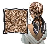 mtuihfo Square Scarf, Neck Scarf for Women Satin Head Leopard Print Stylish Spring Head Scarf for Beach Travel Vacation Sports Gifts (70X70 CM)