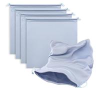 MtuxuYR Microfiber Bags with Drawstring Soft Protective Pouch for Jackets,Baseball Caps, Beanies,Yoga Straps, Resistance Bands, Jump Popes, Leashes,For Home or Travel(4 Pack, Light Blue, 17.7 x 17.7”)