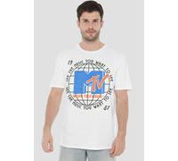 MTV 1981 Globe Unisex T-Shirt, White | Size: Small MTV White S