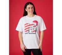 MTV Adult Short Sleeved T-Shirt (White) in White | Size: Medium MTV White M