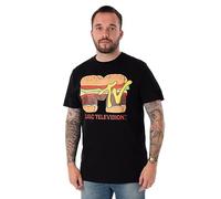 MTV Adults T-Shirt in Black | Classic Logo Burger Graphic Tee for Men & Women | Retro Music Television Lightweight Short-Sleeve Top | Nostalgic Music Merchandise Gift for Adults