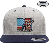 MTV American Flag Premium Snapback Cap Heather-Grey-Navy