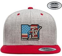 MTV American Flag Premium Snapback Cap Heather-Grey-Red