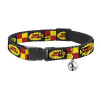 MTV Breakaway Cat Collar With Bell, Plastic Clip, Easy Adjustable, Beavis and Butt-Head Title Logo Checker Black Red Yellow, 8.5 to 12 Inches 0.5 Inch Wide
