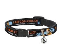 MTV Cat Collar, Breakaway Collar with Bell, Beavis and Butt-Head I Am Cornholio Pose Black Orange White, 8.5 to 12 Inches 0.5 Inch Wide