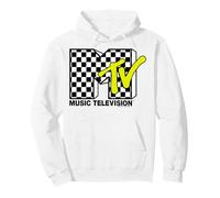 MTV Classic Checkerboard And Neon Yellow Logo Pullover Hoodie