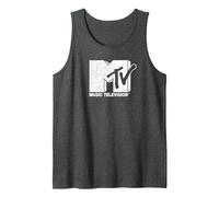 MTV Classic Distressed Logo Tank Top, Men, Dark Heather Grey, Small