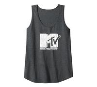 MTV Classic Distressed Logo Tank Top, Women, Dark Heather Grey, Small