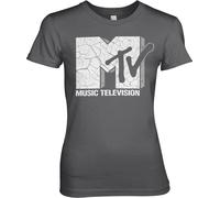 MTV Cracked Logo Girly Tee Damen T-Shirt Dark-Grey