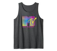 MTV Distressed Fluorescent Gradient Logo Tank Top, Men, Dark Heather Grey, XX-Large