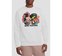 MTV Expression Unisex Crew Sweatshirt, White | Size: Medium MTV White M