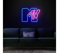 MTV LED Neon Sign for Wall Decor USB Adjustable Brightness Living Room Bars Barbers Pub Wedding Party Salon Club Gatherings Gaming Room Man Cave Halloween Christmas Birthday Art Wall Decor