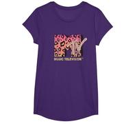 MTV Leopard Print Gradient Logo T-Shirt, Girls, Purple, Large