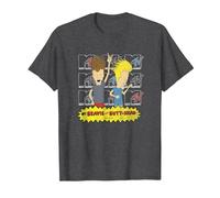 MTV Logo Stacked Beavis and Butt-Head T-Shirt, Men, Dark Heather Grey, 6X-Large