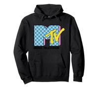 Mtv Logo With checkerboard Fill In Blue And Pink Pullover Hoodie