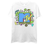 MTV Men's Logo 90's Retro T-Shirt, White, Medium