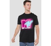 MTV Men's Neon Sign Logo T-Shirt, Black | Size: 2XL MTV Black 2XL