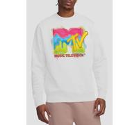MTV Men's Paint Logo Crew Sweatshirt, White | Size: Small MTV White S