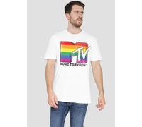 MTV Men's Rainbow Pride Logo T-Shirt, White | Size: 3XL MTV White 3XL