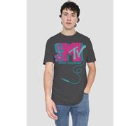 MTV Microphone Logo-Adult Heather, Black in Charcoal | Size: Large MTV Charcoal L