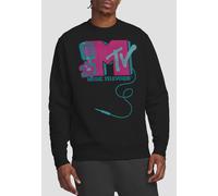 MTV Microphone Logo Crew Sweatshirt, Black | Size: Large MTV Black L