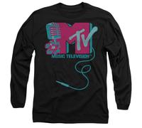 MTV Microphone Logo Mens Long Sleeve T Shirt, Black, XL